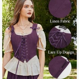Purple Lace-Up Linen Corset